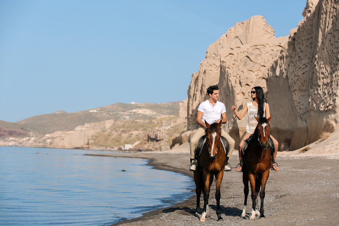 Randonnée cheval plage Santorin
